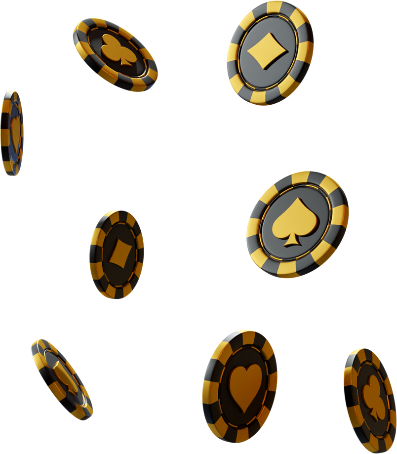 Black Gold Casino Poker Chips 3D Render Isolated